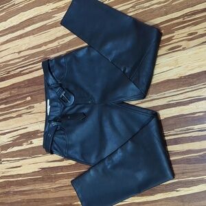 We the Free black vegan faux leather classic trouser pants NWT